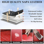 Coverado Car Seat Covers Full Set, Red Seat Covers for Cars, Waterproof Nappa Leather Automotive Seat Covers with Lumbar Head Pillow, Car Seat Protectors, Universal Fit for Most Cars SUV