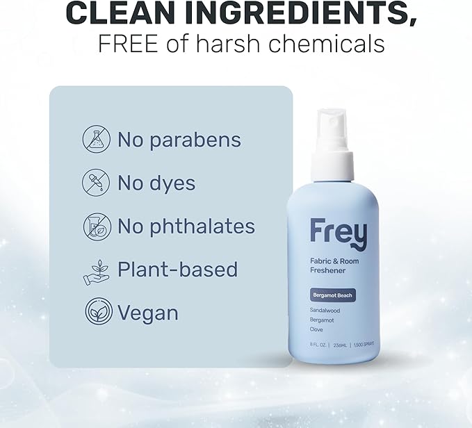 Frey Room Refresher |Bergamot Beach |Bright & Soothing - 8 oz | Pack of 2 | Eco-Friendly & Safe for All Spaces