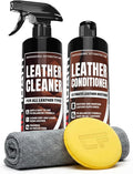 Car Leather Cleaner and Conditioner - pH Neutral, Non-Toxic & Non-Greasy - Gently Cleans, Restores and Protects Leather Seats and Interior - Safe for Leather Furniture, Couch & Sofa - 36 fl. Oz. Kit