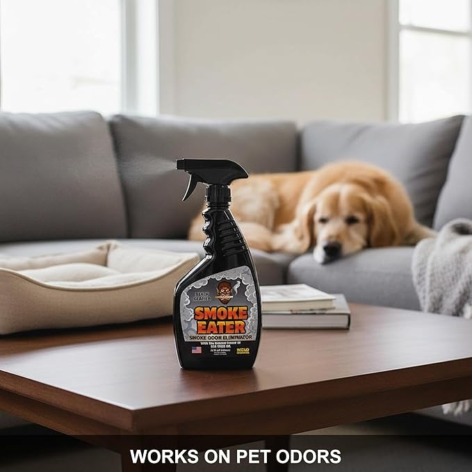 Smoke Eater Odor Eliminator Spray, Black Glacier, 22 oz — Breaks Down Smoke Odor at the Molecular Level — Works on Fabric, Cars, Furniture — Made in USA