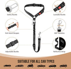 SlowTon Dog Seat Belt for Car, 2 Pack Dog Car Harness Seatbelt Adjustable with Elastic Bungee Buffer, 2 in 1 Pet Car Leash Headrest Restraint Dog Reflective Safety Tether (S, Black, Headrest+Clip)