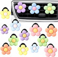 Tallew 12 Pcs Daisy Flower Car Accessories Vent Clip Cute Colorful Flower Car Accessories Air Conditioning Outlet Air Freshener Vent Clip Charm Interior Decor for Women