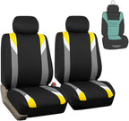 FH Group Car Seat Covers Premium Modernistic Flat Cloth Car Seat Covers Front Seats Only Yellow Black, Airbag Compatible Universal Fit Interior Accessories Cars Trucks SUV Car Accessories Protector