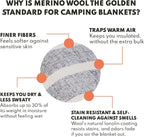 Woolly Mammoth 80% Merino Wool Camping Blanket 2-pack - Naturally Fire-Resistant and Temperature-Regulating - For Cold Weather, Camping, Bushcraft and Emergency Car Kit (66" x 90" Granite & Limestone)