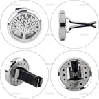 AUEAR, Tree of Life Car Diffuser Vent Clips Aromatherapy Essential Oil Diffusers 30mm Stainless Steel Lockets with 10 Felt Refill Pads
