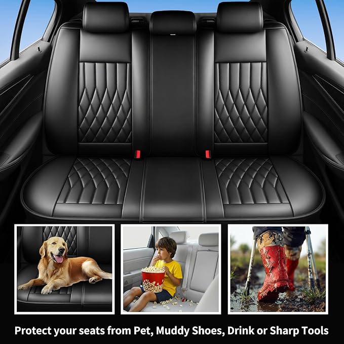 Fit for Venue Seat Covers Compatible with Hyundai Venue 2020-2026 - Waterproof Breathable Leather Automotive Seat Cushions Protector,Airbag Compatible,Full Set 5 Seats(Black)