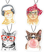 Funny Cat Car Air Freshener 4 Pcs, Cat Lover Mom Lady Gifts Hanging Air Freshener for Cars Closet Drawer Books, Cute Pet Kitten Car Accessories for Women Girls