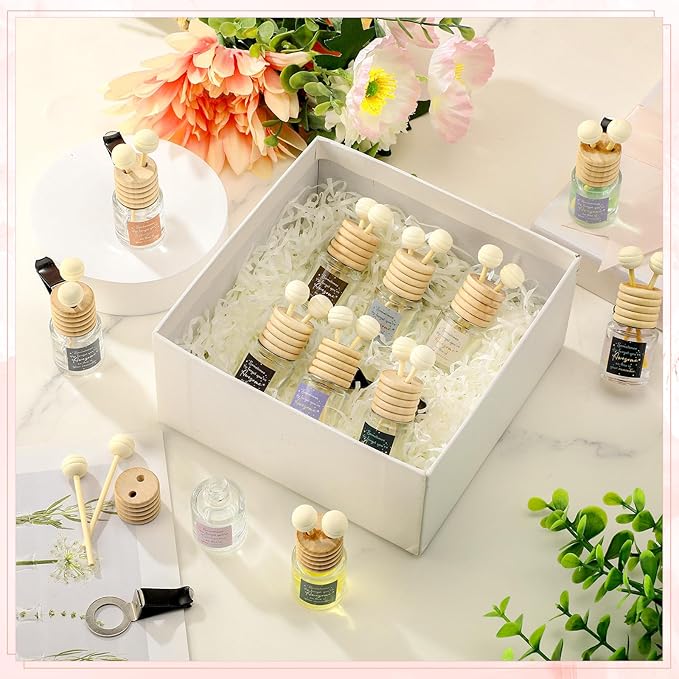 50 Pcs Employee Appreciation Gifts Bulk, Empty Car Diffuser Bottles with Vent Clip, Refillable Essential Oil Car Air Freshener Gifts for Coworker Team Teacher Nurses Staff (Sometimes)
