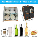 4 Cup Drink Carrier with Handle, Reusable Insulated Cooler Drink Caddy for Car Cup Holder, Foldable Coffee Carrier Bag with Adjustable Dividers, Portable for Car, Travel, Picnic Party, Food Delivery