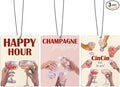 Retro Pink Cheers Air Freshener for Car, Preppy Pink Happy Hour Champagne Toast Air Freshener Hanging 3 Pcs for Cars Closet Drawer or Books, Y2K Girly Car Mirror Decor for Women