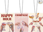 Retro Pink Cheers Air Freshener for Car, Preppy Pink Happy Hour Champagne Toast Air Freshener Hanging 3 Pcs for Cars Closet Drawer or Books, Y2K Girly Car Mirror Decor for Women