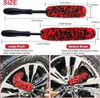 9Pcs Wheel Tire Brush Set - Cleaning Brushes for Wheels, Tires, Rims & Spokes
