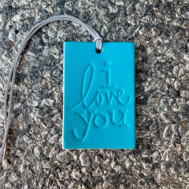 Air Flair | Leather Car Air Freshener | Rectangle I Love You (Turquoise, Baja Cactus)