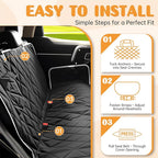 Dog Car Seat Cover for Back Seat 100% Waterproof, Long-Lasting and Soft Nonslip Backseat Cover for Cars, SUVs and Trucks, 600D Oxford Fabric, Black-White, Standard (54" W x 59" L)