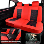 Red Car Seat Covers Complete Set, Universal Car Seat Covers for Cars, Premium Waterproof Leather, Protect & Upgrade Car Interiors, Airbag Compatible, Easy to Install & Clean Up