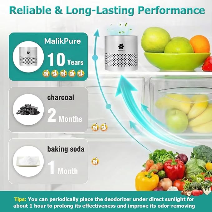 Refrigerator Deodorizer Odor Eliminator,Lasts Up to 10 Years,Fridge Deodorizer,More Effective Than Baking Soda & Bamboo Charcoal Bags,Multi-Purpose Odor Absorber for Fridge,Pantry, Cabinets & Shoes