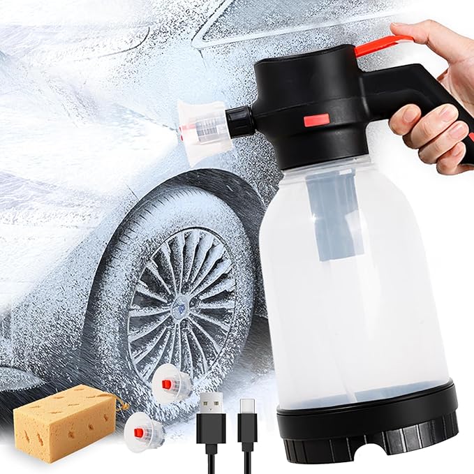 Electric Foam Sprayer for Car Wash, 130 PSI Battery Powered Cordless Foam Cannon, 2-Liter Portable Foam Pump Sprayer 2026 New Upgrade Ivory
