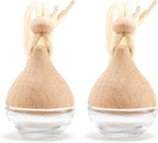 Refillable Car Air Freshener Hanging Diffuser, Empty Glass Bottle with Reed Sticks for Essential Oils, Car Scent Diffuser and Aromatherapy Pendant Decor for Women and Men, 2 Pack