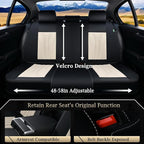 FLORICH Rear Automotive Seat Covers Leather Car Seat Covers Waterproof Back Seat Cover Universal Seat Cushion Protector for Most Cars Trucks SUV-Black&Beige