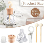 Zubebe 30 Pack Car Air Freshener Diffuser with Vent Clip Empty Car Diffuser Bottles for Essential Oil Perfume Glass Bottle with Wooden Caps Stick(Flower)