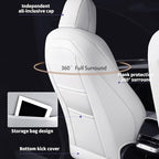 AOMSAZTO Car Seat Cover Fit for Tesla Model Y 2020 2021 2022 2023 2024 2025- Full Set Customized White Seat Covers