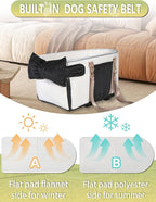 Small Dog Car Seat, Portable Dog Seat with Soft Washable Cushion,Center Console Dog Car Seat for Small Dogs Up to 13lbs(White)