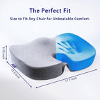 Gel Infused High Dense Memory Foam Seat Cushions for Office Chair, Car, Wheelchair-Coccyx Seat Cushion for Tailbone Pain Pressure Relief (Light Grey)
