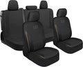 CAT PU Leather Car Seat Covers Full Set – Front Bucket Seats + 60/40 Split Rear Bench – Black Waterproof Automotive Seat Covers, Scratch-Resistant, Universal Fit for Cars, Trucks, SUVs, Easy Install