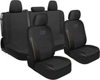 CAT PU Leather Car Seat Covers Full Set – Front Bucket Seats + 60/40 Split Rear Bench – Black Waterproof Automotive Seat Covers, Scratch-Resistant, Universal Fit for Cars, Trucks, SUVs, Easy Install