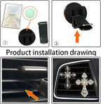 Bling Rhinestone Air Vent Clip with Car Freshener & Decoration,Cute Dash Decor Accessory