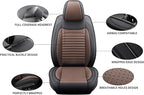 Car Seat Covers Full Set Fit for Toyota RAV4 Hybrid 2016-2026, Premium Faux Leather Car Seat Protector,Breathable Anti-Slip Full Wrapping Edge Seat Covers(Black&Brown,Full Set)