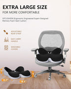 Seat Cushion for Office Chair,Butterfly Memory Foam Seat Cushion for Office,Dask,Car,Wheelchair, Tailbone Pain Relief Cushion for Long Sitting - Back, Sciatica, Coccyx,Hemorrhoids