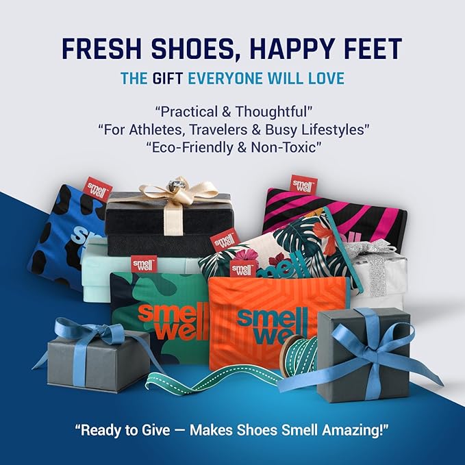 SmellWell - Scented Shoe Deodorizer Inserts - Odor Eliminators - Activated Bamboo Charcoal + Minerals - Natural Fresheners for shoes, bags, gloves - 2 x 1.8oz Original Size Geometric Orange