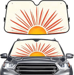 GENANY Boho Sun Pattern Windshield Sun Shade for Car SUV Truck (55x30 Inches), Sun Shade Windshield, Shades for Windows, Protector Blocks UV, Car Decor