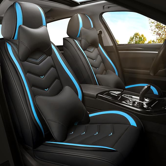 Car Seat Covers for Honda Accord 2000-2026, Premium Nappa Leather Car Seat Cover, Stylish Sport Seat Covers， Automobile Seat Cover Sets.(Luxury 2 Seats/Black Blue)
