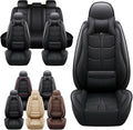Leather Car Seat Covers Fit for Toyota Highlander 2001-2024, 5 Seater Car Seat Cover, Premium Waterproof, Scratch Resistant Car Interior Accessories (Full Set with Pillow Black)