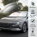 Windshield Sun Shade Custom Fit for 2021 2022 2023 2024 2025 2026 Hyundai Elantra Accessories Foldable Sunshade Sun Blocker Protect Car from Sun Rays & Heat Damage Keep Car Cooler