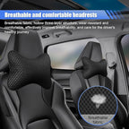 2PCS Car Headrest Pillow, Breathable Leather Car Neck Pillow, Soft Cloud Silk Cotton Neck Support Relief Cushion, Comfortable Automotive Seat Head Rest Pad for Driving Fatigue Relief (Black)