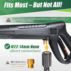 Pressure Washer Gun Wand & 3-in-1 Adjustable Nozzle, M22-14mm Fitting Compatible with Ryobi, Powerstroke, Greenworks, Husky, Raptor Blast, Electric Power Washer