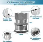 2 Sets NPT 1/4 Inch Pressure Washer Coupler Quick Connect Plug Stainless Steel Male and Female Quick Connect Fittings Pressure Washer Adapter Set (Internal Thread, External Thread)