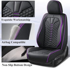 Coverado Car Seat Covers Front Seats, Nappa Leather Black&Purple Car Seat Cover, Automotive Seat Covers, Waterproof Driver Seat Protector, 2 Pack Front Seat Cover Car Seat Cushion Fit for Most Cars