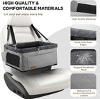 Upgrade Dog Booster Seat for Small Dogs,Small Dog Car Seat with Sturdy Metal Frame and Waterproof Leather Material for Small Pets up 20 lbs,Portable Travel Carrier with Storage Pocket