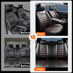 CX-30 Car Seat Covers Fit for Mazda CX-30 2020-2026, Full Coverage Premium Leather Waterproof Breathable Seat Covers, Automotive Seat Protectors, Airbag Compatible(Full Set Seats, Black & Red)