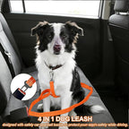 Dog Leash Heavy Duty, 4-6FT Bungee Leash Dog Seat Belt for Car With 2 Padded Handles, Strong Shock Tactical Tug Leashes Reflective Rope Lead for Medium L X-Large Dogs Walking Running Training (Orange)