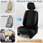 Linen Car Seat Covers Front Seat Covers, Breathable Cloth Fabric Car Seat Protector with Storage Pocket Anti-Slip Car Seat Protector Universal Fit for 98% Cars SUV Trucks (2Pack Black)