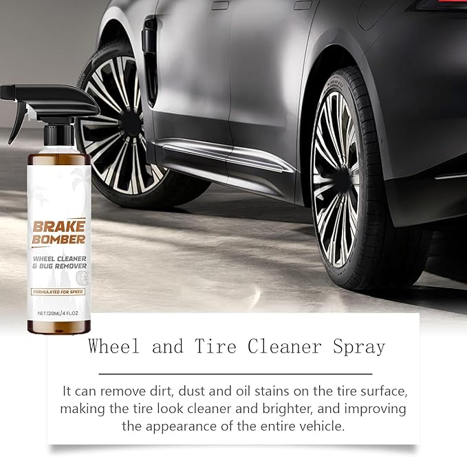 Powerful Wheel and Tire Cleaner Spray, Brake Bomber 3.0 Dust Remover Wheel Cleaner, Car Tire Shine Spray & Rim Cleaner, All Purpose Heavy Duty Cleaning for Painted Wheels Chrome (2PCS)