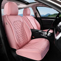 Coverado Front Seat Covers, Luxury Faux Leather Breathable Waterproof Protectors, Universal Fit for Cars, SUVs, Trucks, Durable Car Seat Protectors, Waterproof Car Cushions – Pink