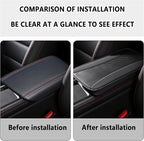 Stylish Car Center Console Cover,PU Leather Car Armrest Cover Prevent Scratches on Center Console,Universal Car Armrest Cushion Car Accessories Interior for Car SUV Truck (Black)