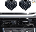 2PCS Bling Heart Air Vent Clips, Heart Car Accessories, Bling Heart Charm Air Conditioning Outlet Clip, Car Interior Decor Air Fresheners Vent Clips Universal Fit for Women and Girls (Black)