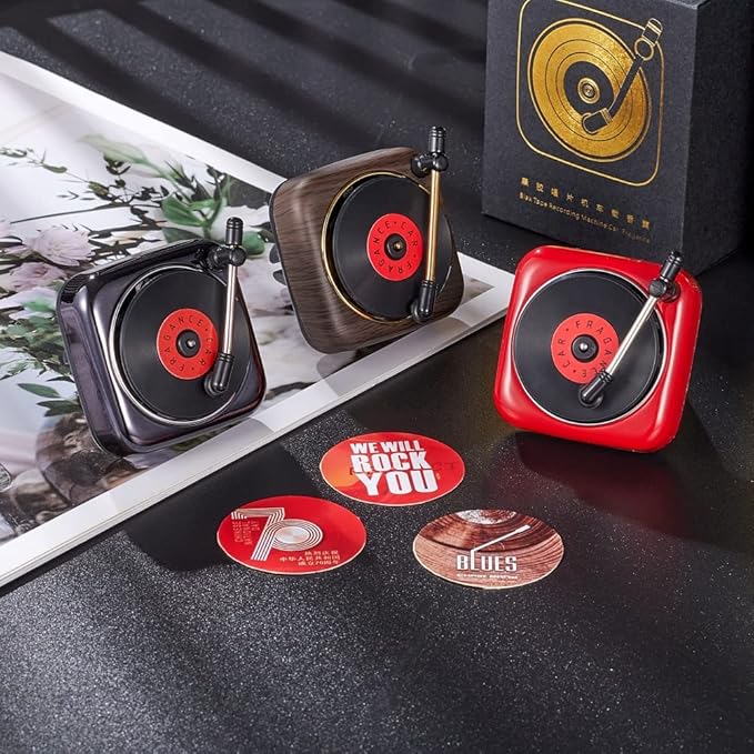 Car Record Player Air Diffusers Car Scents Air Freshener for Air Conditioning Outlet Clop Vent Clips Red, Mens Car Accessories